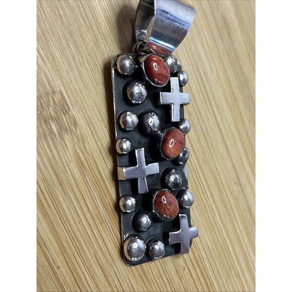 Signed- Chimney Butte Southwestern Large Sterling Silver Cross/dot Pendant - Picture 3 of 6